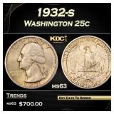 1932-s Washington Quarter 25c Grades ms63
