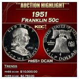 1951 Proof Franklin Half Dollar 50c pr65+ DCAM SEG