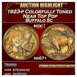 1923-p Buffalo Nickel Colorfully Toned Near Top Po