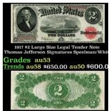 1917 $2 Large Size Legal Tender Note Thomas Jeffer