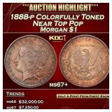 1888-p Morgan Dollar Colorfully Toned Near Top Pop