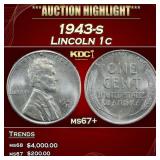 1943-s Lincoln Cent 1c ms67+ SEGS
