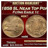 1858 SL Flying Eagle Cent Near Top Pop 1c ms66 SEG