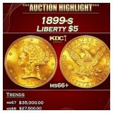 1899-s Gold Liberty Half Eagle $5 ms66+ SEGS