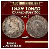 1829 Capped Bust Half Dollar Toned 50c ms63 USCG
