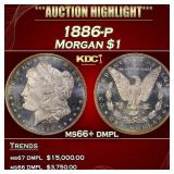1886-p Morgan Dollar $1 ms66+ dmpl SEGS
