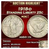 1918-d Standing Liberty Quarter 25c ms64+ fh SEGS