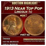 1913 Proof Lincoln Cent Near Top Pop 1c pr67 rd SE