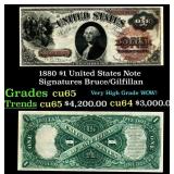1880 $1 United States Note Grades Gem CU Signature