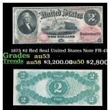 1875 $2 Red Seal United States Note Grades Select