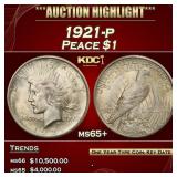 1921-p Peace Dollar $1 ms65+ SEGS