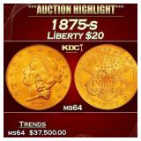 1875-s Gold Liberty Double Eagle $20 ms64 SEGS