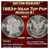 1883-p Morgan Dollar Near Top Pop $1 ms66+ dmpl SE