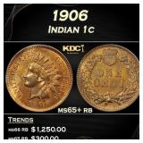 1906 Indian Cent 1c Grades ms65+ rb