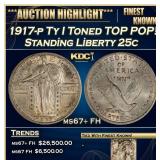 1917-p Ty I Standing Liberty Quarter Toned TOP POP