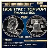 1956 Type 1 Proof Franklin Half Dollar TOP POP! 50