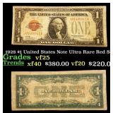 1928 $1 United States Note Ultra Rare Red Seal Gra