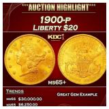 1900-p Gold Liberty Double Eagle $20 ms65+ SEGS