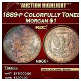 1889-p Morgan Dollar Colorfully Toned  $1 ms66+ SE