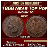 1868 Indian Cent Near Top Pop 1c ms66 bn SEGS