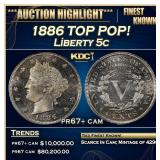 1886 Proof Liberty Nickel TOP POP! 5c pr67+ cam SE