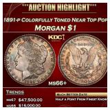 1891-p Morgan Dollar Colorfully Toned Near Top Pop