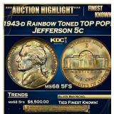 1943-d Jefferson Nickel Rainbow Toned TOP POP! 5c