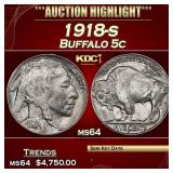 1918-s Buffalo Nickel 5c ms64 SEGS