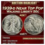 1939-d Walking Liberty Half Dollar Near Top Pop 50