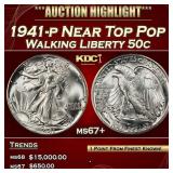 1941-p Walking Liberty Half Dollar Near Top Pop 50
