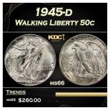 1945-d Walking Liberty Half Dollar 50c Grades GEM+