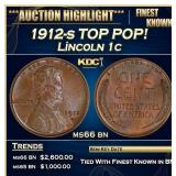 1912-s Lincoln Cent TOP POP! 1c ms66 bn SEGS