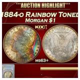 PCGS 1884-o Morgan Dollar Rainbow Toned $1 ms63+ P