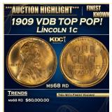 1909 VDB Lincoln Cent TOP POP! 1c ms68 rd SEGS