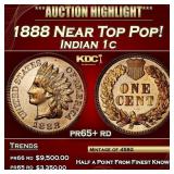 1888 Proof Indian Cent Near Top Pop! 1c pr65+ rd S