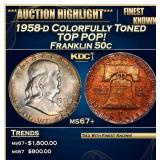 1958-d Franklin Half Dollar Colorfully Toned TOP P