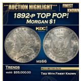 1892-p Morgan Dollar TOP POP! $1 ms66 SEGS