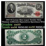 1917 $2 Large Size Legal Tender Note Thomas Jeffer