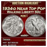 1934-d Walking Liberty Half Dollar Near Top Pop 50