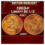 1903-p Gold Liberty Quarter Eagle $2 1/2 ms65+ SEG