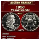 1950 Proof Franklin Half Dollar 50c pr67+ SEGS