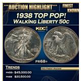 1938 Proof Walking Liberty Half Dollar TOP POP! 50