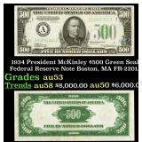 1934 $500 Green Seal Federal Reserve Note Presiden