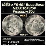 1953-d FS-401 Bugs Bunny Franklin Half Dollar Near