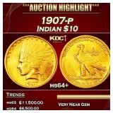 1907-p Gold Indian Eagle $10 ms64+ SEGS