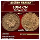 1864 CN Indian Cent 1c ms66+ RB SEGS