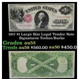 1917 $1 Large Size Legal Tender Note Grades Select