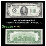 1934 $100 Green Seal Federal Reserve Note Chicago,