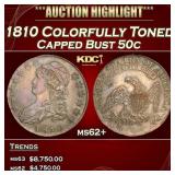 1810 Capped Bust Half Dollar Colorfully Toned  50c