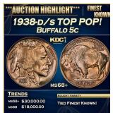 1938-d/s Buffalo Nickel TOP POP! 5c ms68+ SEGS